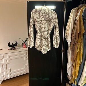 Charlie Holiday Cream and Brown Leaf Print Top